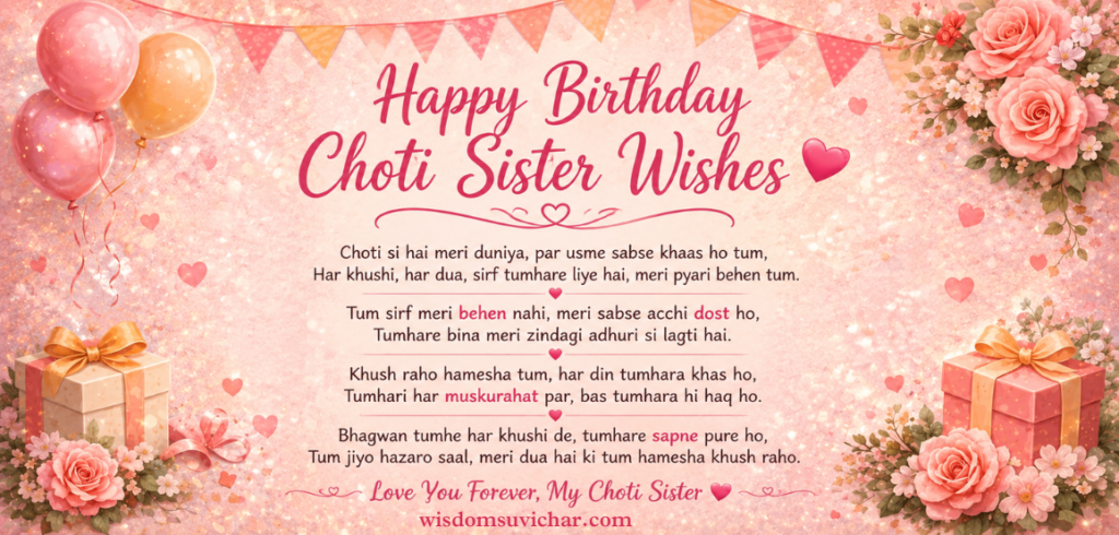 135+ Best Happy Birthday Choti Sister Wishes | Cute & Heart Touching Wishes – Wisdom Suvichar